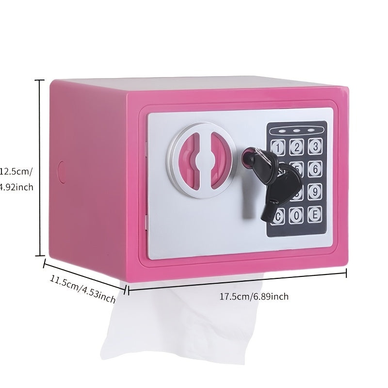 Porta Papel Higiénico Adhesivo Sin Taladro con Cerradura Segura - Organizador Cuadrado de Plástico Duradero para Pared con Candado de Combinación y Llave para Rollo de Papel y Pañuelos Faciales