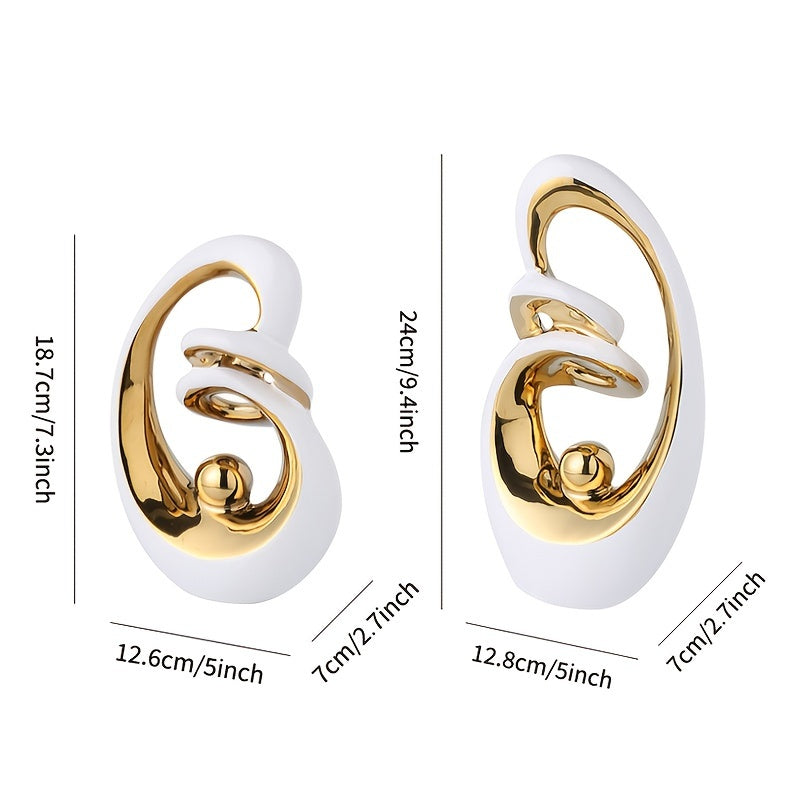 2 piezas de juego de jarrones decorativos de cerámica estilo glam, decoración abstracta escultórica de mesa para sala de estar, centro de mesa de oficina, decoración navideña para el hogar.