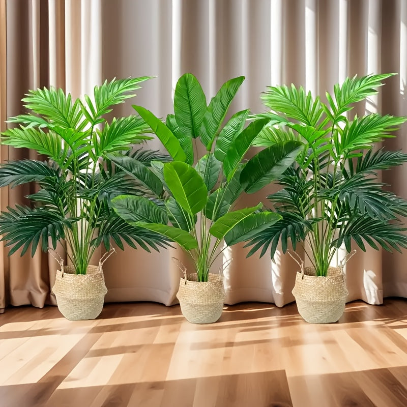 3 Árboles de Planta Simulados Verdes Combinables - Resistente a los Rayos UV, 36 Hojas por Juego para Decoración del Hogar y Oficina, Escenas de Compromiso y Boda, Sin Contenedor