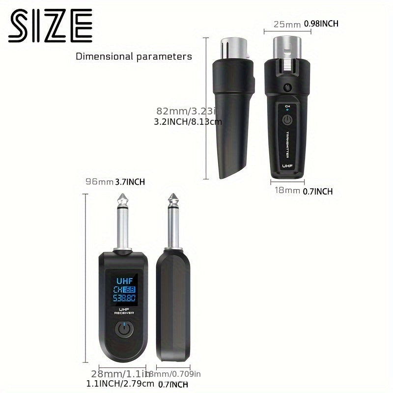 Adaptador de Micrófono Dinámico XGeS a XLR para Aventuras al Aire Libre - Sistema de Transmisor y Receptor Inalámbrico con Carga USB-C, Pantalla Digital de 2.4GHz, Ideal para Guitarra, Mezcladores de Audio y Sistemas de PA, Micrófono Inalámbrico Recargab