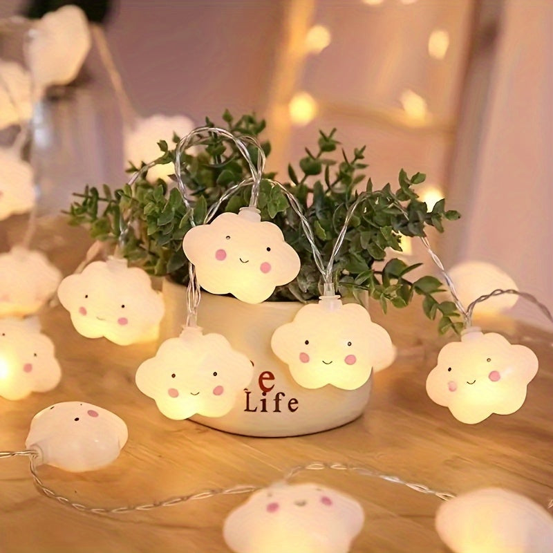 Luces de Cadena LED Nube Alegre, Adecuadas para Fiestas Festivas, Bodas, Hogar, Dormitorio, Decoraciones Navideñas, Alimentado por Caja de Baterías (Pilas No Incluidas)
