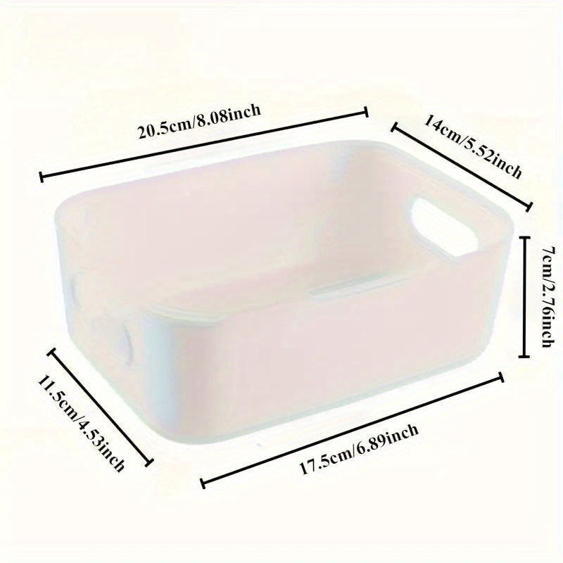 10pcs Cestas de Almacenamiento de Plástico Blanco con Asas - Cajas Organizadoras Rectangulares Versátiles para Armarios de Cocina, Baño y Despensa - Ideales para Especias, Snacks y Esenciales, Cestas de Estante