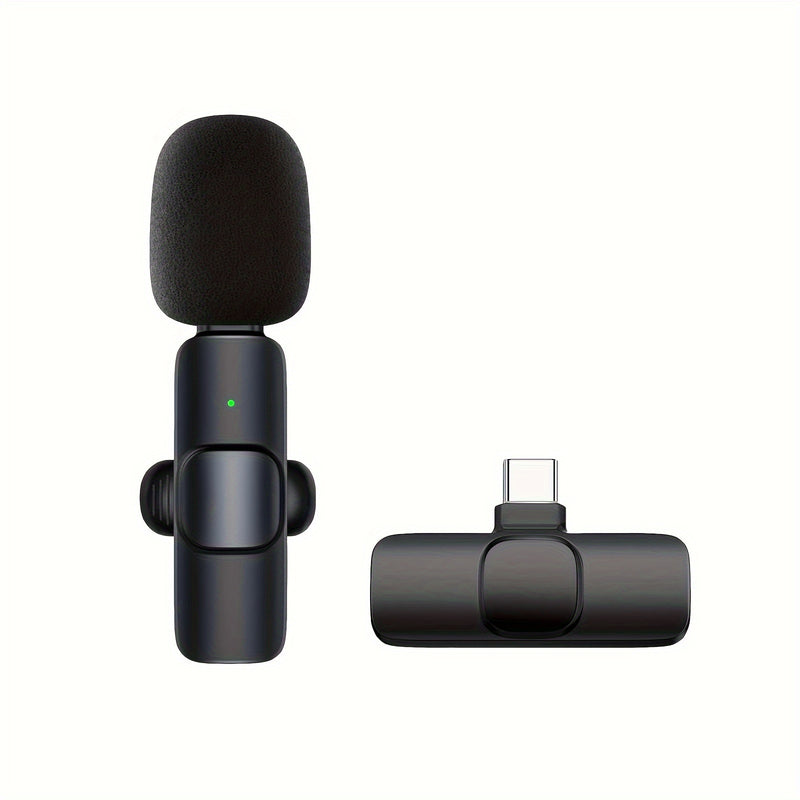 Micrófono de solapa inalámbrico con grabación omnidireccional - Carga USB-C, batería de litio, ideal para smartphones, tabletas, cámaras, entrevistas, podcasts y vlogs, videollamadas | Grabación moderna | Batería recargable