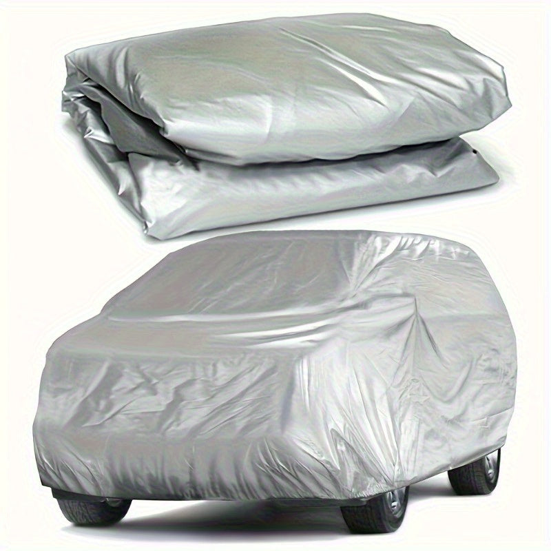 1pc Cubierta Universal para Coche Impermeable - Resistente a UV, Antilluvia, Antipolvo, Antineve, Material PEVA Duradero en Altas Temperaturas, Protección Todo-Tiempo, Apariencia Plateada, Accesorios de Coche, Funda para Auto
