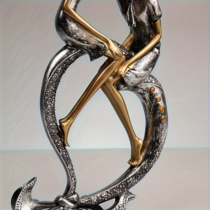 1 Escultura Romántica para Pareja, Artesanía en Resina, Pieza Decorativa, Ideal para San Valentín, Navidad, Graduaciones, Decoración del Hogar, Sala de Estar, TV Stand, Dormitorio