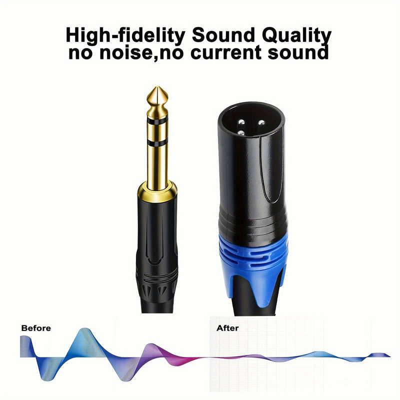 Cable XLR macho a 1/4 de pulgada (6.35mm) Jack TRS, Conector balanceado TRS de 6.35mm a XLR macho de 3 pines para micrófonos, altavoces, escenario, DJ y más, 1 paquete Eid Al-Adha Mubarak