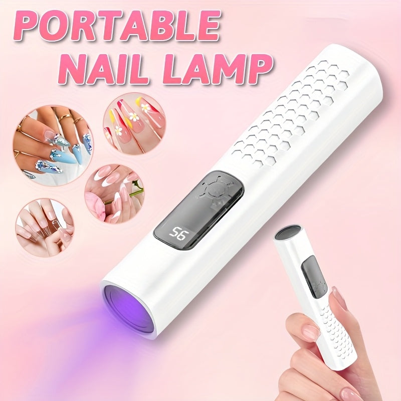 1pc Lámpara de Secado para Uñas MACROCOSM Recargable USB, Portátil con Temporizador y Pantalla de Batería, Luz LED Multifuncional Negra para Secado Rápido - Blanco, Accesorio de Belleza, Herramienta Elegante, Diseño Compacto, Plástico Duradero, Manicura
