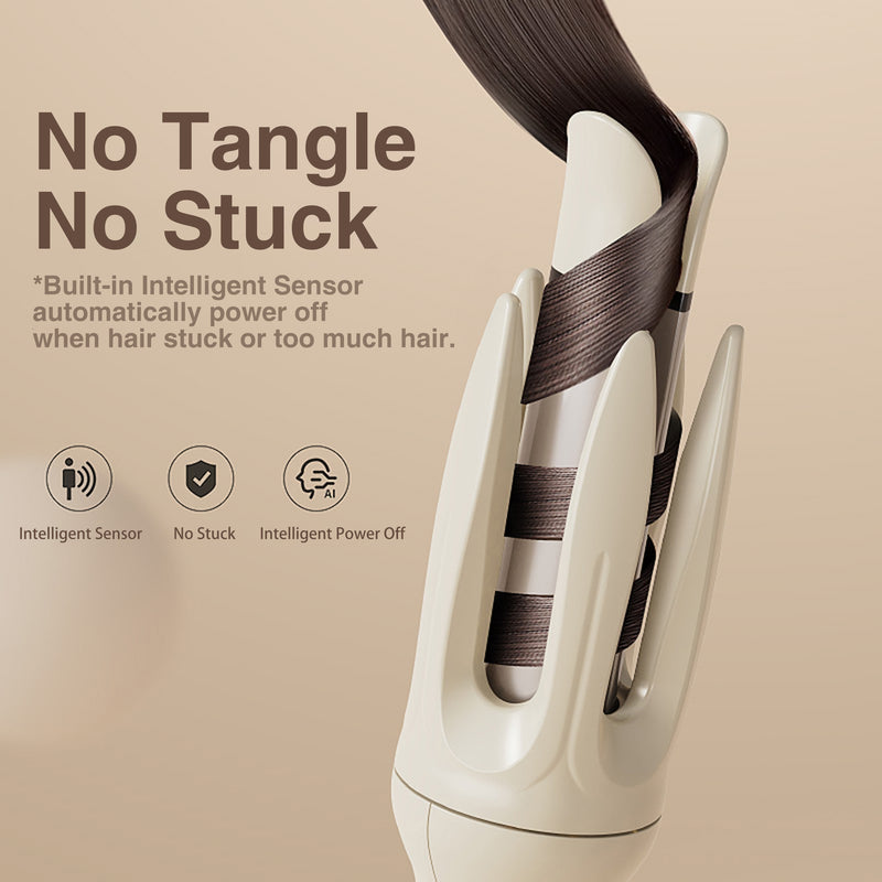 Rizador de cabello automático GENAI, rizador de 28mm con 4 modos de temperatura ajustable, rizador inteligente con sensor, apagado automático en caso de enredo o atasco