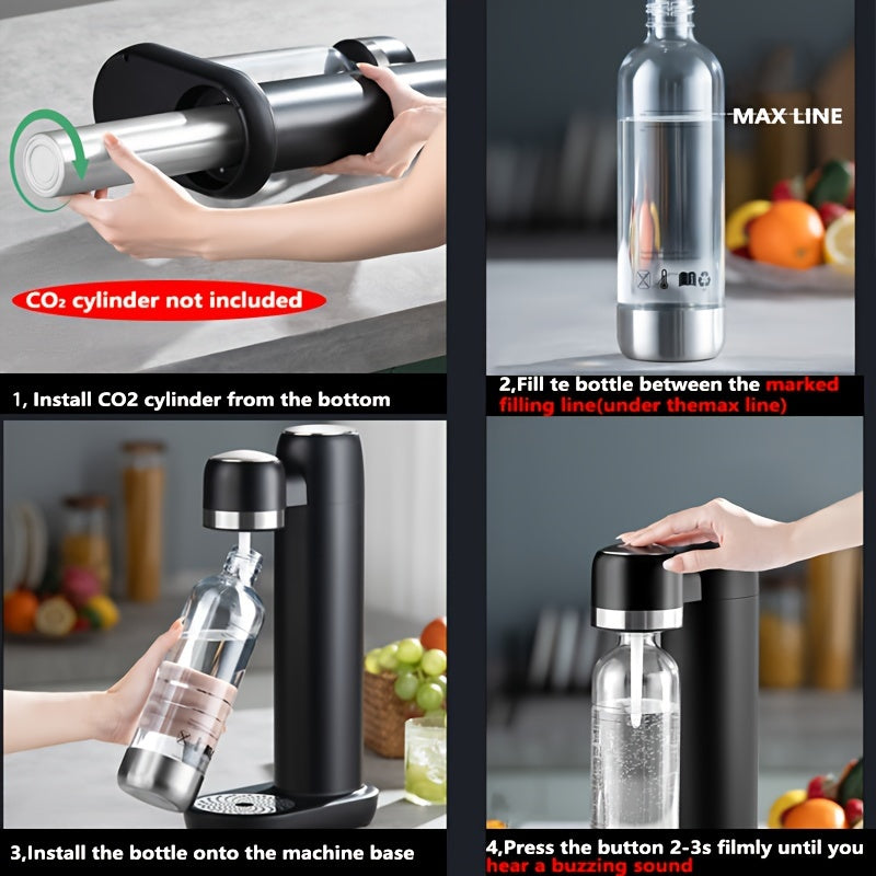 Fabricante de agua con gas PET 1L Botella de agua con gas, máquina de hacer refrescos, máquina de hacer refrescos con streaming, botella de acero inoxidable para la serie KT KT-150 KT-151 KT-168 KT-160 KT-192 KT-201