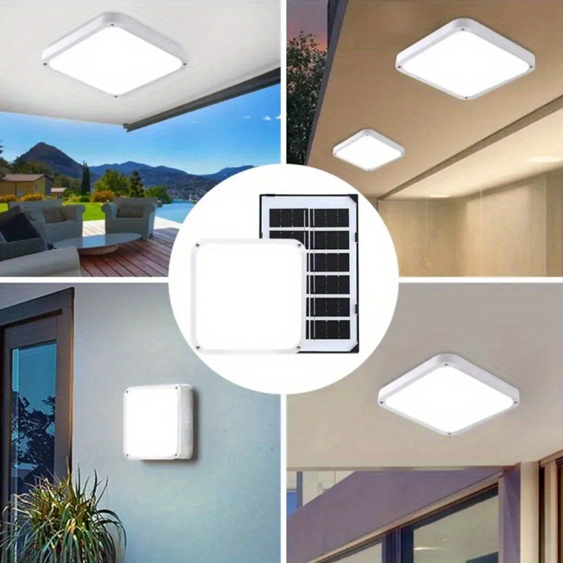 Luz LED de techo solar, 40-84 LED cuadrada con control remoto inteligente, iluminación general para interiores, regulable, fácil de instalar, ideal para cocina, dormitorio u oficina