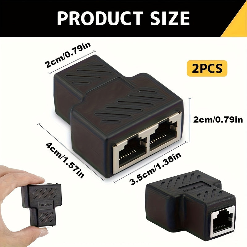 Divisor de Ethernet RJ45 2/4, adaptador de puerto masculino 1 a 2, compatible con cable Cat5/Cat6, permite que dos computadoras se conecten simultáneamente, adaptador de expansión de red