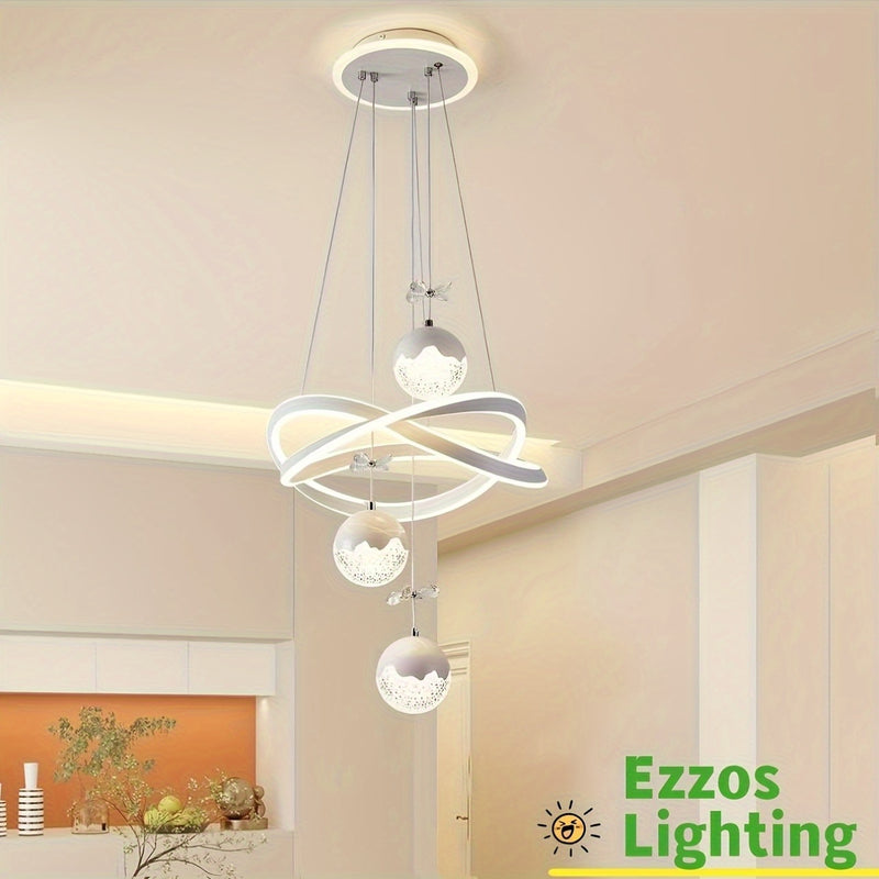 Luminaria de techo LED moderna - Luz de techo LED ajustable de 3 colores con detalles de cristal, marco de metal, hardware fácil de usar para la instalación, adecuado para el comedor, apartamento o bar.
