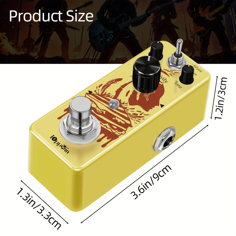 Pedal de compresor para guitarra eléctrica IOppWin - Alimentado por USB, efecto fotoeléctrico, 3 controles para nivel, sensibilidad y tono, diseño amarillo, ideal para presentaciones en vivo y grabación