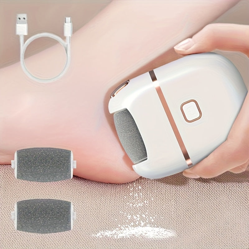 Pulidora de pies eléctrica inalámbrica FEIYBA con múltiples piedras de reemplazo y velocidades ajustables - Recargable por USB, cuerpo de plástico, sin pantalla, cabezas de molienda intercambiables para un cuidado preciso de la piel, diseño elegante, cab