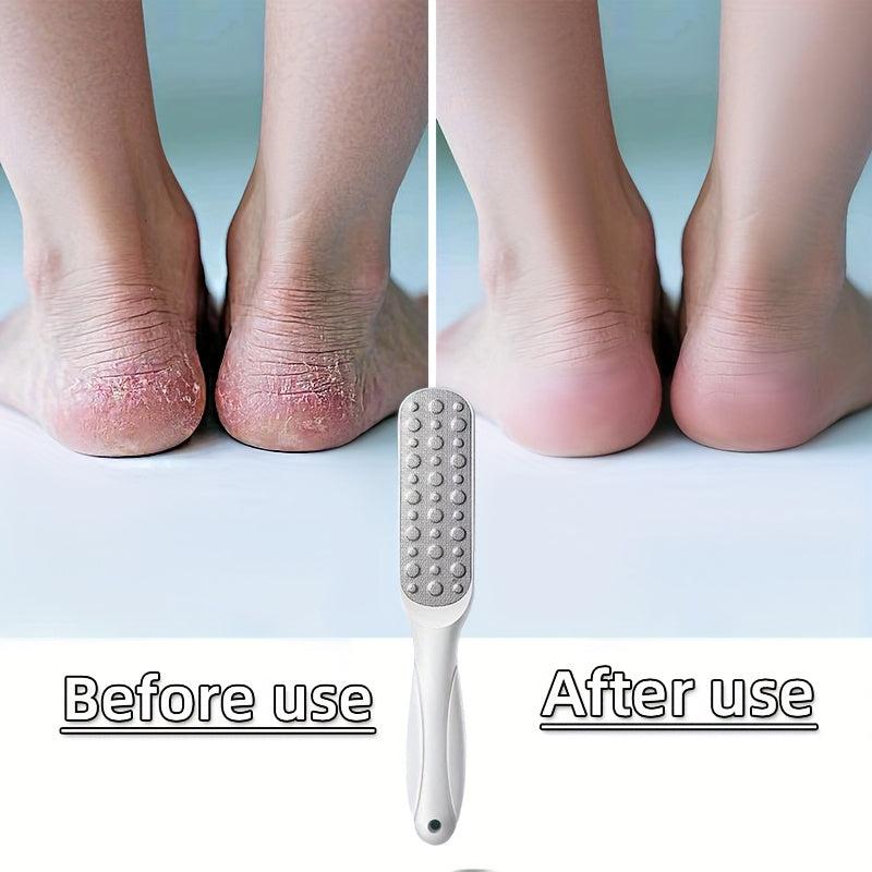 Placa de exfoliación de pies de acero inoxidable de doble cara, esencial para eliminar callos y piel muerta, dejando tus pies suaves