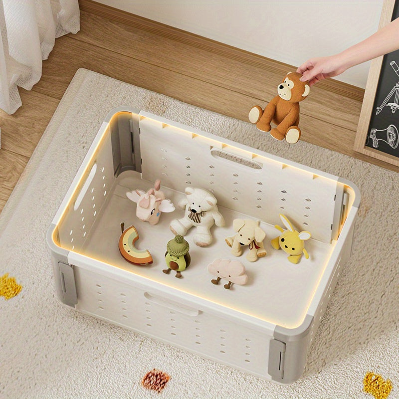 Cesta de Almacenamiento Grande y Plegable para Ropa y Juguetes - Plástico Blanco, Organizador Espacioso para Snacks y Juguetería de Niños