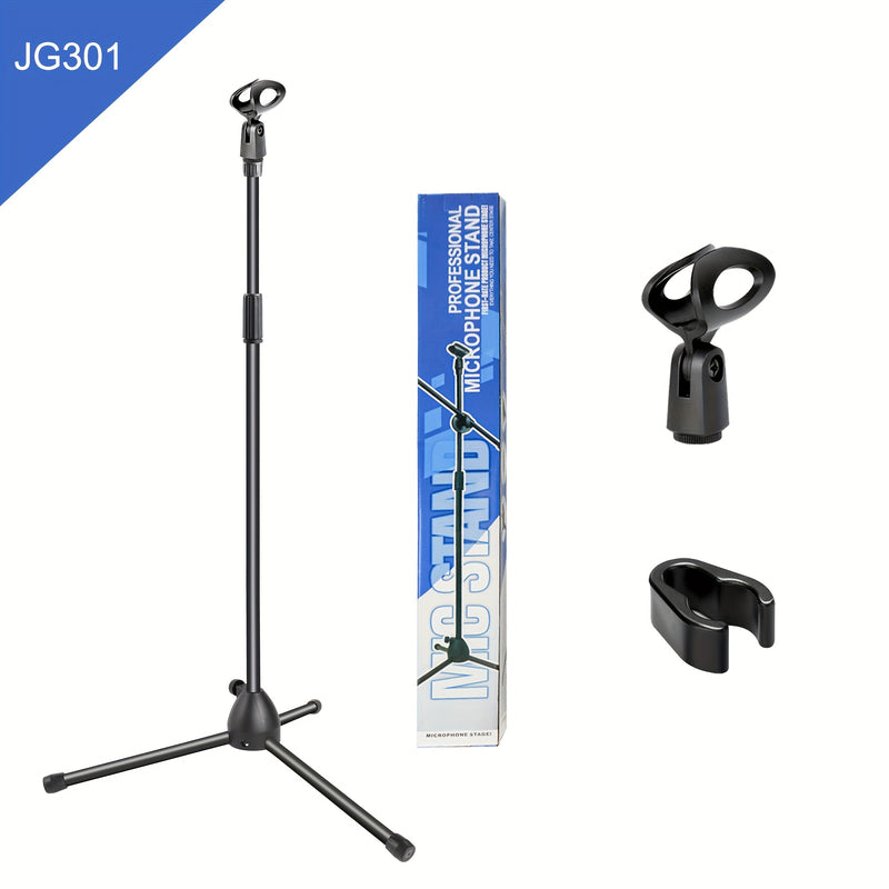 Soporte de micrófono ajustable de acero al carbono con conector XLR - Diseño de trípode estable para transmisión en vivo, karaoke y actuaciones en escena, negro, micrófono para cantar, equipo de actuación, equipo de audio moderno, construcción duradera