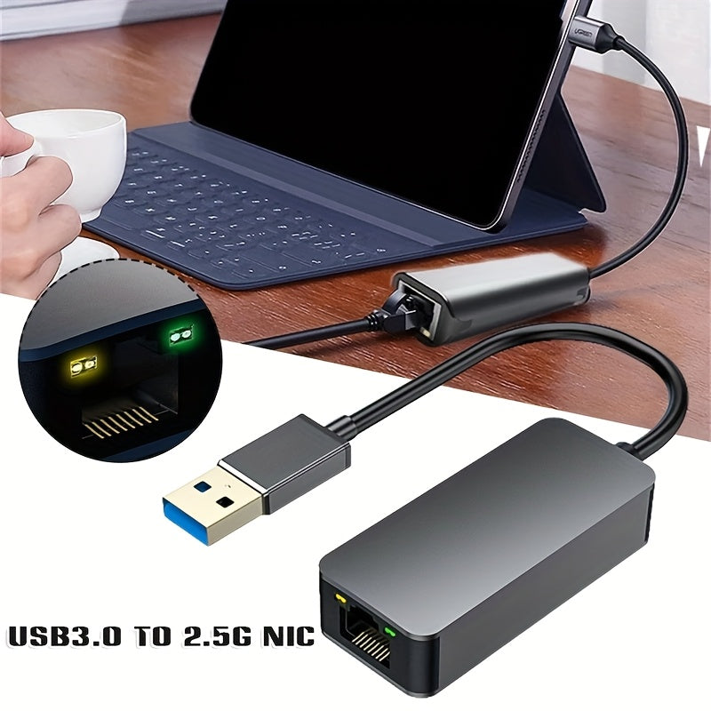Adaptador USB C a RJ45 2.5G de 2500Mbps con Cable, Compatible con Windows 7/8/10/11 y MAC, Hub LAN para PC Portátil, Configuración de Red Oficina, Convertidor Ethernet Moderno, Rendimiento Fiable, Ideal para Entusiastas Tecnológicos