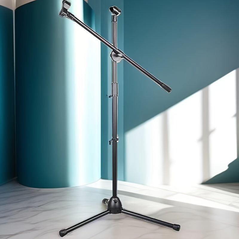 Soporte de Micrófono Profesional Ajustable para Suelo para Karaoke y Transmisión en Vivo - Diseño Resistente de Material PC con Agarres Gomados, Altura Ajustable, Ideal para Estudios Caseros y Actuaciones En Vivo, Micrófono para Cantar