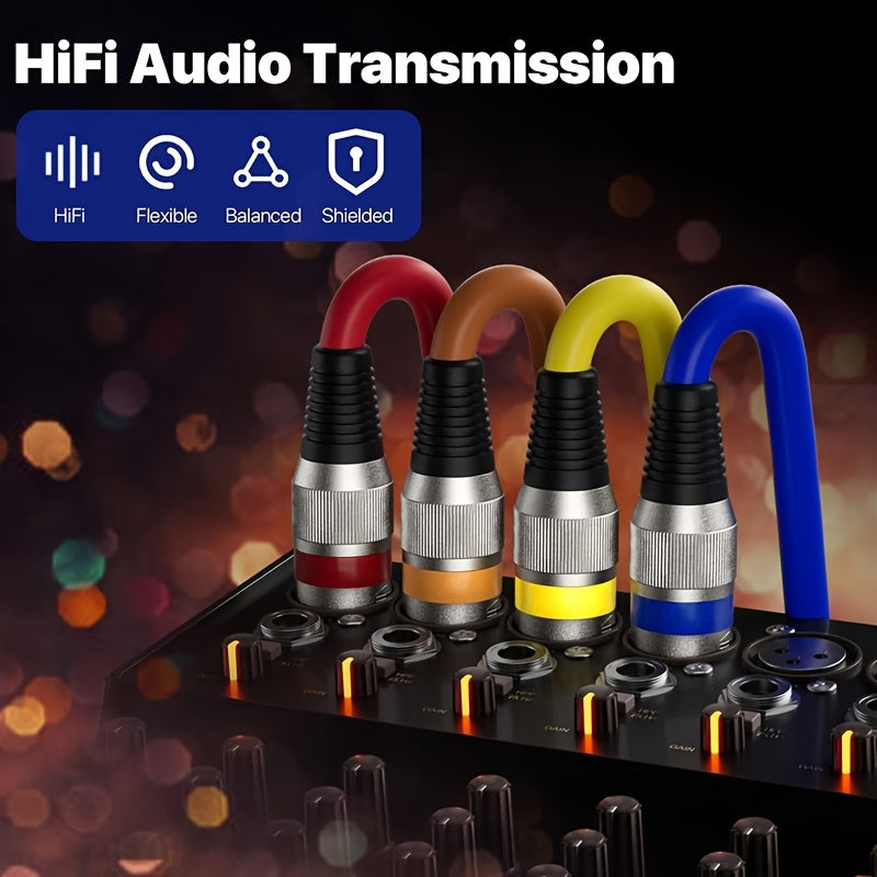 4 piezas de cable XLR 10.67 metros/6.1 metros/4.57 metros, cable DMX balanceado macho a hembra, adecuado para micrófonos, estaciones de radio, iluminación escénica, material de cobre libre de oxígeno, cable para vlogs y grabación con cubierta PVC, modelo