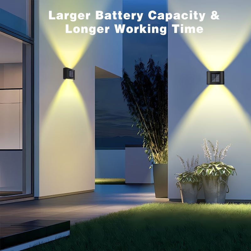 4pcs Luces de Pared de Jardín con Energía Solar de 6LED - Luz Cálida y Blanca, Perfectas para Patios Exteriores, Céspedes, Cercas, Caminos y Decoración de Fiestas