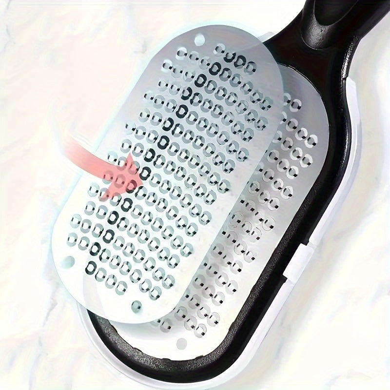 Juego de Lima y Raspador Metálico Antialérgico para Pies - Ideal para Suavidad y Cuidado en Beige Claro Seco | Herramienta Esencial para Pedicura Duradera | Exfoliación de Pies