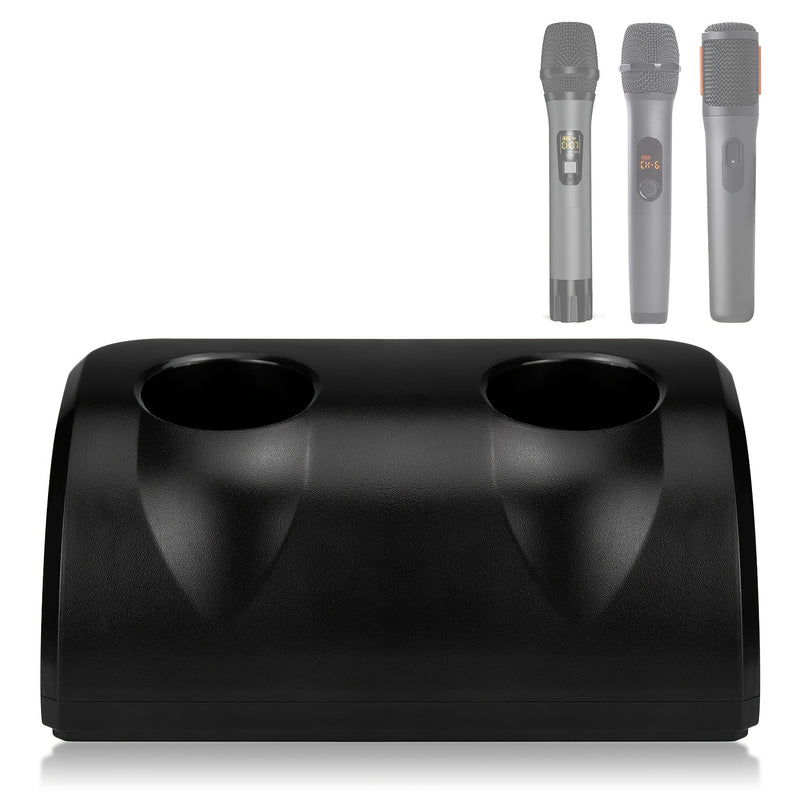 1pc Soporte de micrófono inalámbrico de doble ranura Heikuding, base de almacenamiento de escritorio de plástico para el hogar, fiesta, KTV - Negro