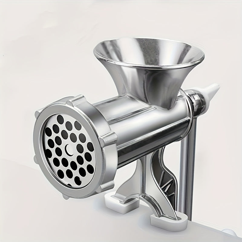 1pc Molinillo de carne manual con sargentos de mesa - Herramienta multifuncional de cocina para moler carne, verduras y nueces, cuerpo de aluminio, no necesita electricidad ni baterías, Molinillo de carne de cocina | Herramienta de cocina moderna | Utens