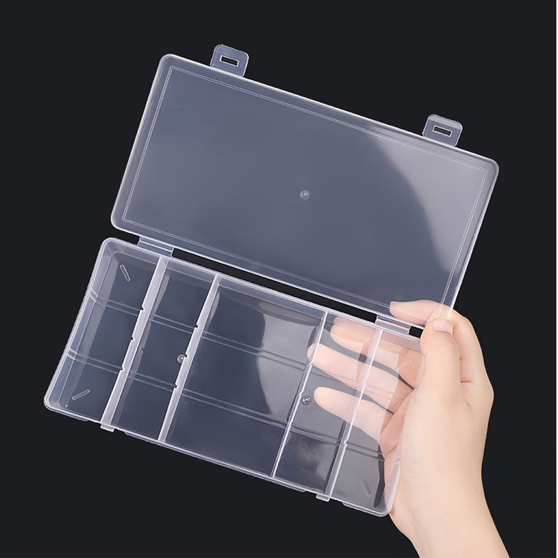Caja de almacenamiento de pestañas verticales rectangular transparente de 5 cuadrículas con cierre de clic - Sin aroma, no requiere suministro de energía, sin batería - Organizador de herramientas de maquillaje, 1 paquete