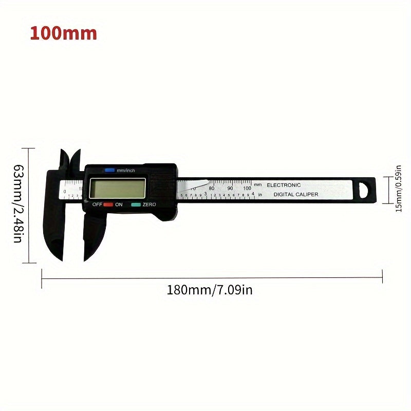 Calibre Digital de Precisión 6 Pulgadas/4 Pulgadas - Esfera de Fibra de Carbono, Herramienta de Medición Micrómetro Vernier con Batería No Recargable