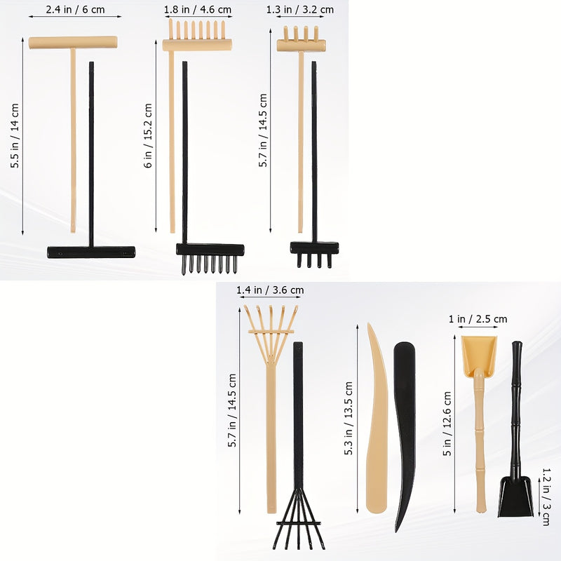 6pcs Herramienta de Rastrillo de Jardín Zen Mini para Arena, Herramientas de Rastrillo de Jardín Zen para Escritorio, Bolígrafo de Empuje de Arena y Roca para Dibujo de Jardín Zen