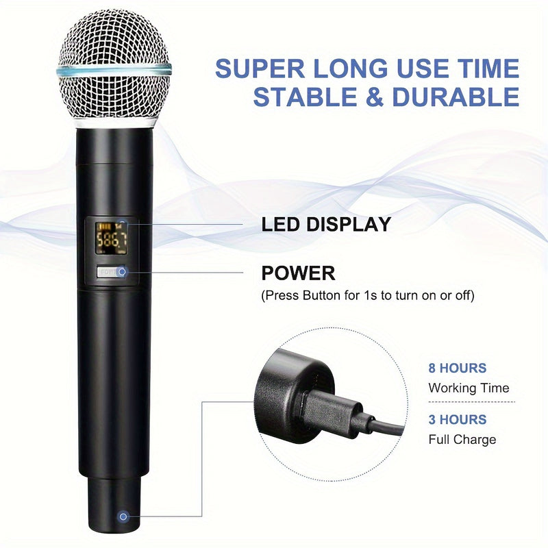 Micrófono inalámbrico UHF profesional de mano, micrófono dinámico, sistema de karaoke con receptor para amplificador, sistema de megafonía, Eid Al-Adha Mubarak.
