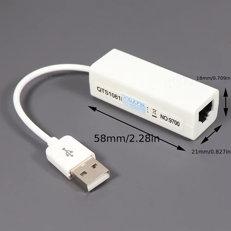 Adaptador USB 2.0 a Ethernet LAN, tarjeta de red de 100 Mbps, conversor ultra rápido USB 2.0 a RJ45 para laptop, compatible con sistemas Windows