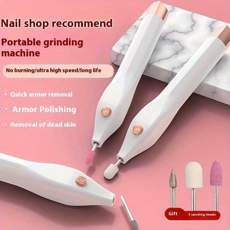 Kit de pedicura profesional con un lijador eléctrico 3 en 1 que incluye cabezas de perforación y pulido para salones de uñas.