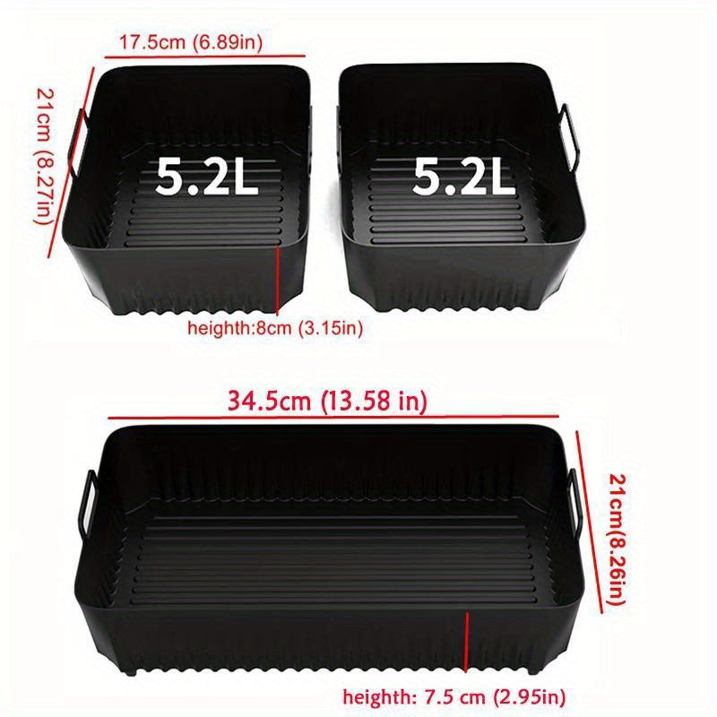 3 piezas de bandeja para freidora de aire, adecuada para freidora de aire Ninja AF500, bandeja de silicona para hornear, bandeja de silicona resistente al calor, bandeja de silicona reutilizable, bandeja de silicona antiadherente, segura para contacto co