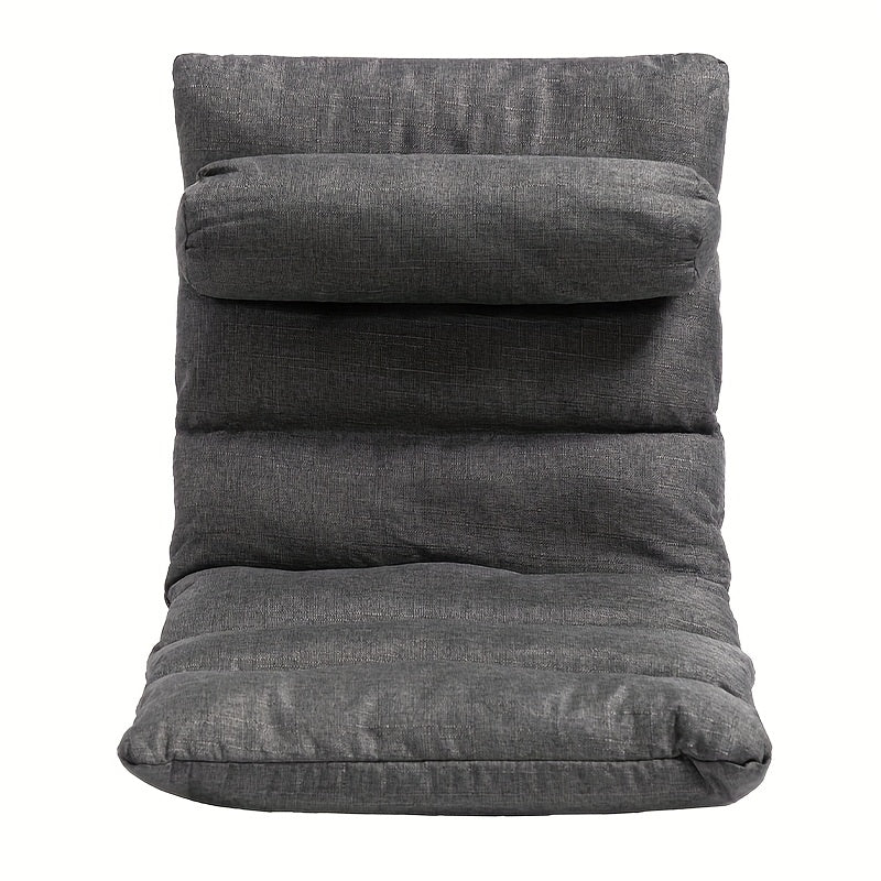 Silla de Oficina Moderna para el Hogar con Ángulo Ajustable, Respaldo Envuelto en Esponja Suave, Ideal para el Hogar, Dormitorio, Dormitorio, Balcón - Tela Gris/Metal, Cojín para Silla de Oficina, Uso de Computadora