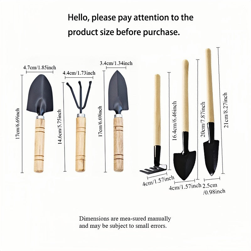 6 Mini Cucharas, Cucharas y Rastrillos Juego de Herramientas de Jardinería Doméstica Mini - Herramientas de Mano de Metal y Madera Duraderas, Cucharas de Macetas de Jardín, Pala de Jardín, Macetas de Mesa, Cucharas de Macetas y Herramientas de Jardinería