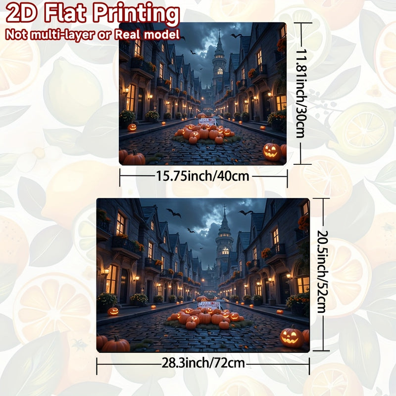 1 pieza, Funda protectora de estufa con diseño 2D plano, Temática Halloween Calabaza Murciélago Castillo Noche de Terror Retrato, 100% Poliéster, Adecuada para decoración del hogar, cocina y fiestas, accesorios para cocinas, cubiertas de encimeras, funda