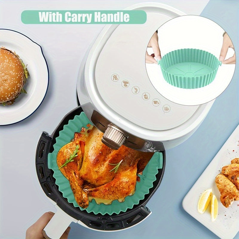 2 piezas de almohadillas para freidora de aire, fáciles de limpiar y anti-suciedad, reutilizables, accesorios para freidoras de silicona, accesorios de cocina, almohadillas desechables para contacto con alimentos