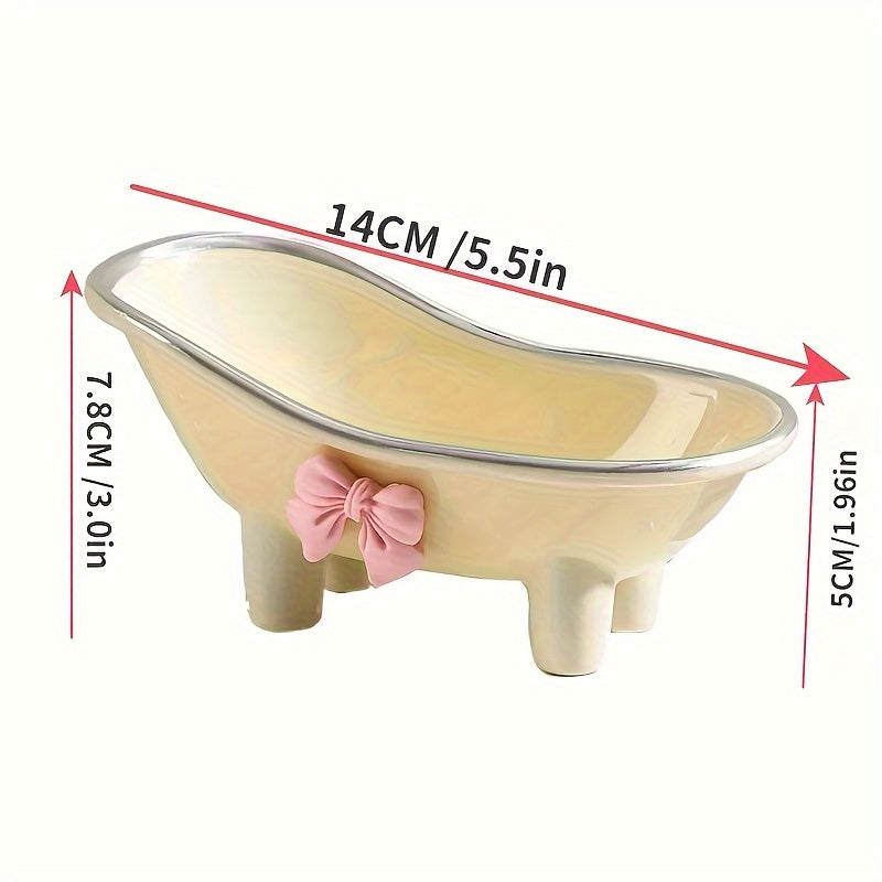 Jabonera Creativa y Linda para Bañera con Lazo Rosa - Bandeja de Jabón Ovalada, Accesorios Decorativos para el Cuarto de Baño, Lavabo o Ducha, Diseño Divertido, Artículos para la Bañera