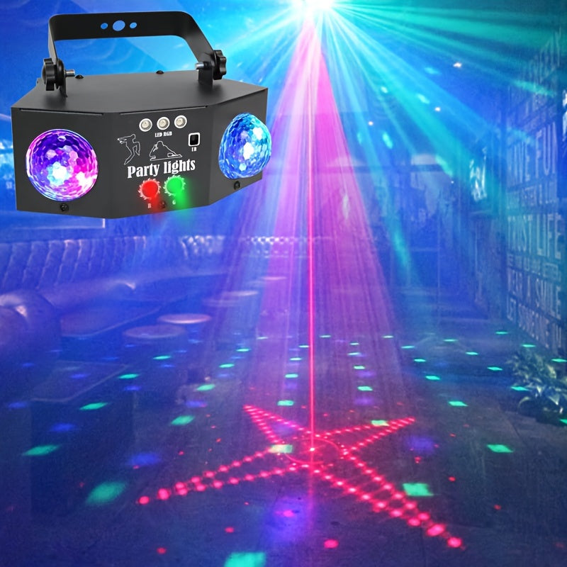 Luces de fiesta YSH - Sistema de iluminación LED de doble bola de disco comercial con control remoto, luces de proyección cambiantes de color para fiestas de DJ, eventos y festivales, ideales para Halloween, Navidad, Acción de Gracias, Año Nuevo, Día de