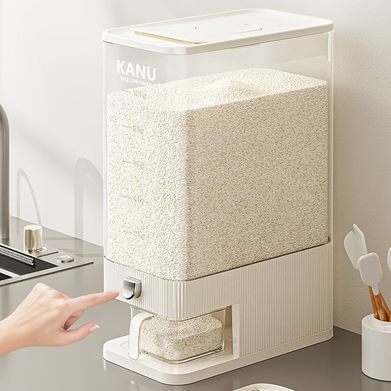 Envase hermético para alimentos de gran capacidad, dispensador de arroz con taza medidora, tarro sellado de 11.34 kg, cubeta para arroz con presión, hermético y resistente a la humedad, contenedor doméstico para arroz, harina y granos varios, plástico