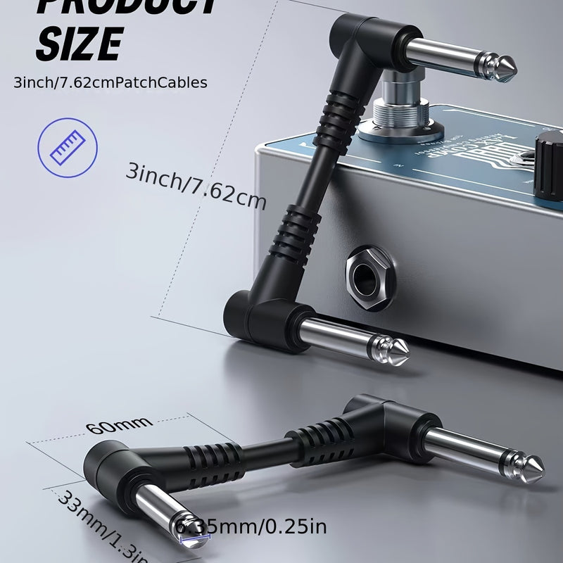 Cable de conexión para guitarra LUTREE de 6.35 pulgadas con conectores TS de 1/4", ideal para efectos de audio y pedales de guitarra, diseño redondo, construcción duradera