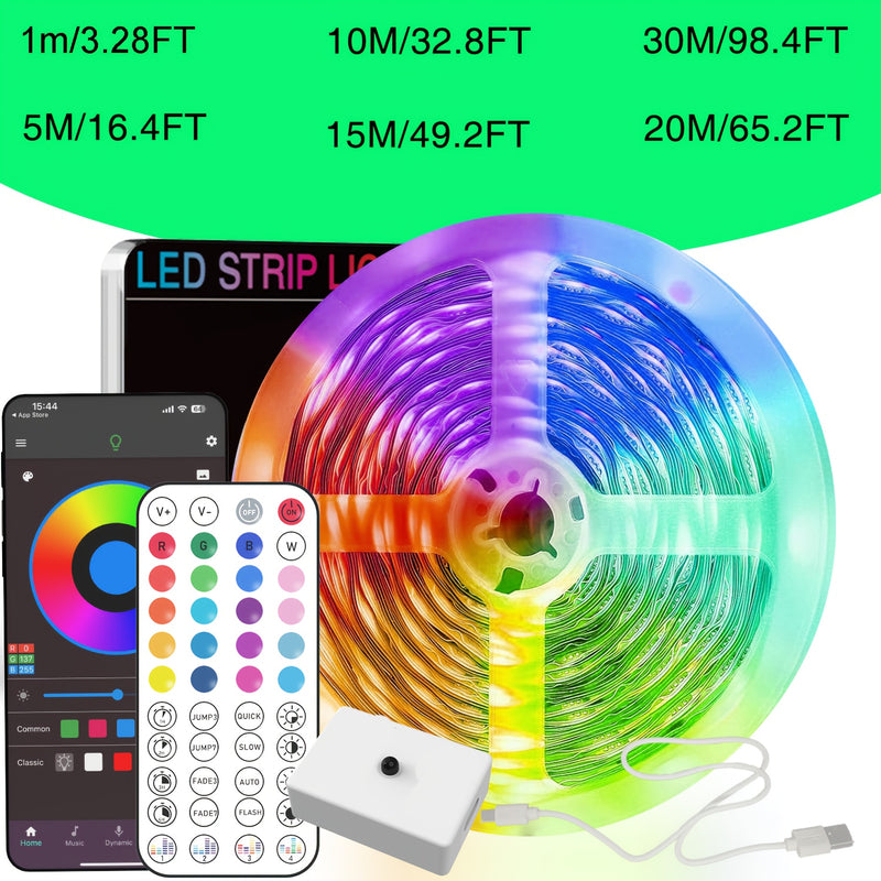 Tiras de luces LED inteligentes NBBUFF con aplicación y control remoto de 44 teclas, luces RGB inalámbricas con sincronización musical, alimentadas por USB, para decoración de habitaciones, fiestas, bodas, decoración de Pascua, luces inalámbricas para ha