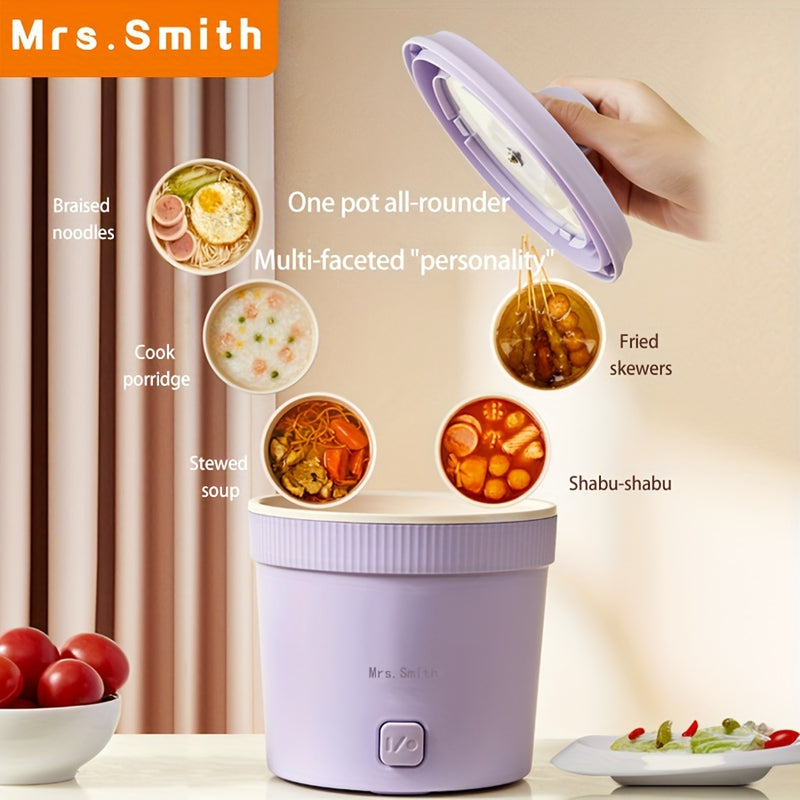MRSSMITH Sartén eléctrica multifunción de gran calibre de 6.3 pulgadas, olla para freír, hervir y lavar, arrocera eléctrica artesanal para dormitorio con antiadherente de 1L