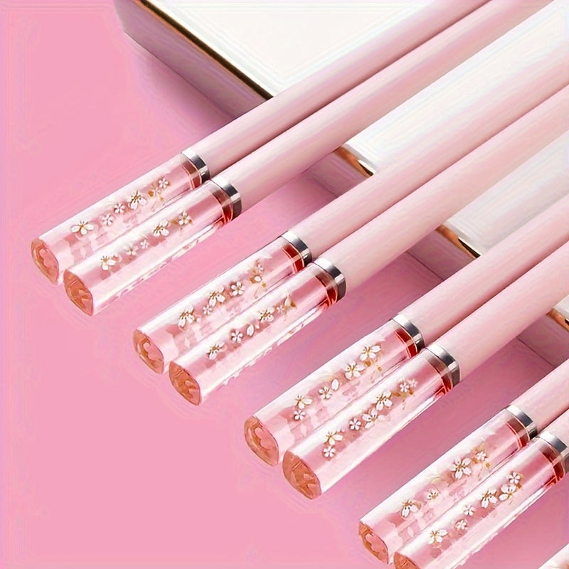 1/ 5 Pares De Palillos De Aleación Rosa Con Cereza Ámbar, Reutilizables Para Comidas En Casa, Vajilla De Estilo Chino Y Coreano, Comida Rápida, Fideos, Palillos De Sushi, Palillos De Ramen