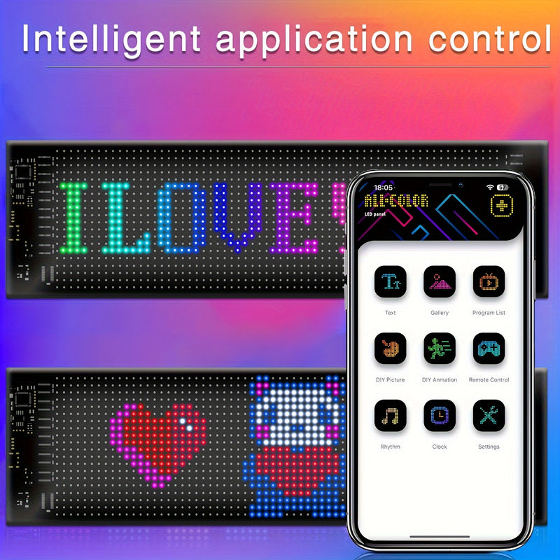 Panel LED de matriz de píxeles, letrero LED con desplazamiento, control por APP, USB 5V, flexible, direccionable RGB, patrones, texto animado, para tiendas, bares, publicidad y fiestas, 1 unidad