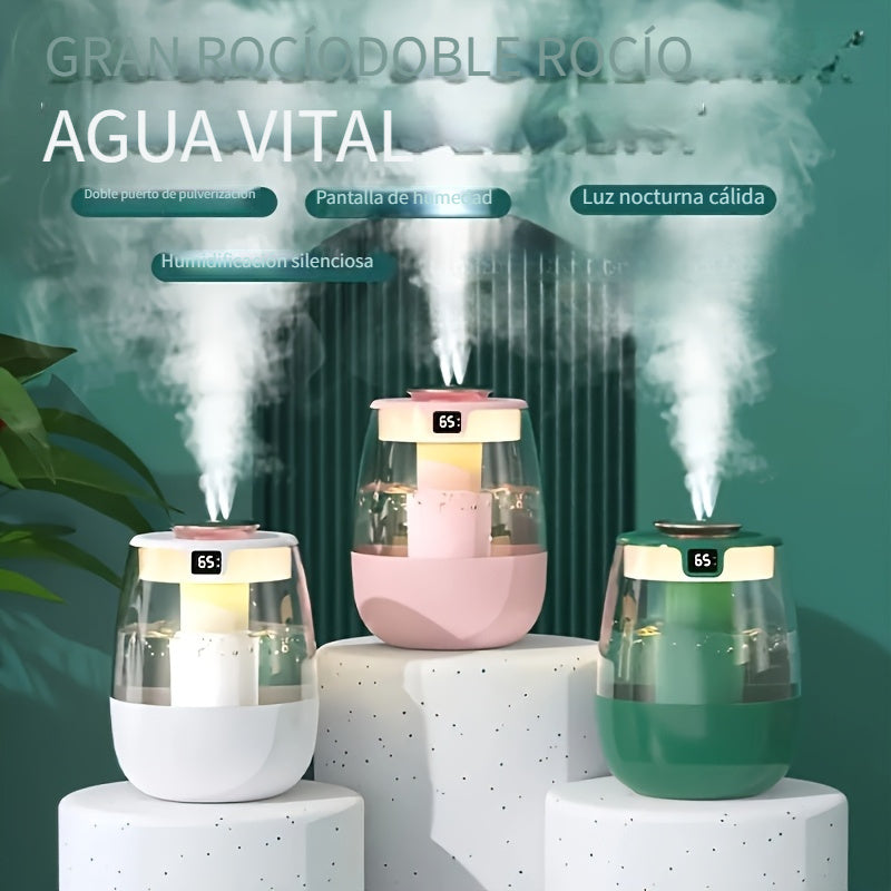 Humidificador portátil ultrasilencioso con luz nocturna, gran capacidad, alimentación por USB, protección de apagado automático, ideal para dormitorio, oficina y hogar, alivia el aire seco, regalo perfecto para Navidad, Año Nuevo o cualquier ocasión