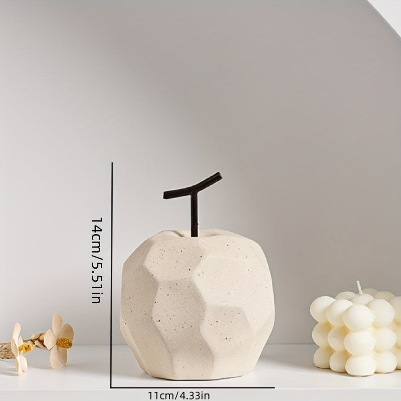 1pc Figura de Fruta de Arcilla Moderna, Diseño de Manzana y Pera, Decoración Temática Espacial para Sala de Estar y Habitación de Jóvenes, Exhibición Versátil para Interior/Exterior, No Necesita Electricidad, Decoración para Sala de Estar