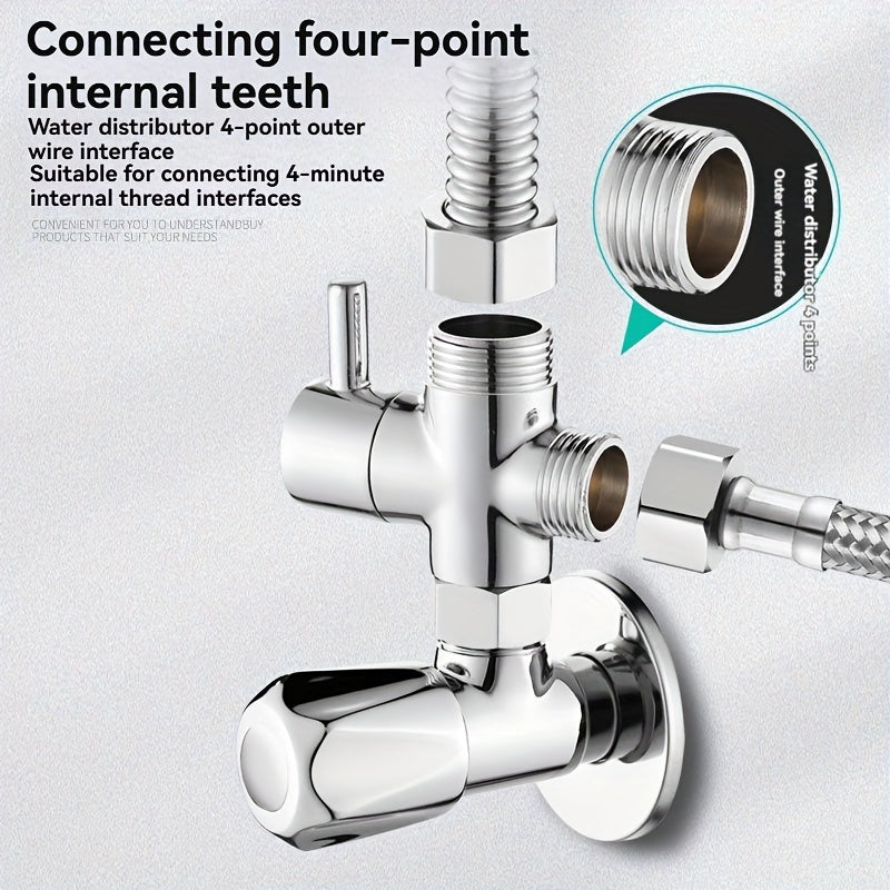 Válvula de ángulo de tres vías con una entrada y dos salidas, válvula de salida doble para el hogar con interruptor, distribuidor de ducha, válvula distribuidora de cabezal de ducha, diámetro de 20 mm, 3 vías, sistema de ducha universal de reemplazo, ada